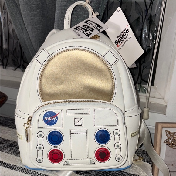 loungefly NASA White and Gold Backpack